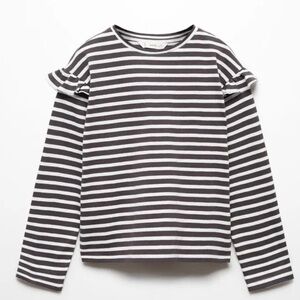 NWT Mango Ruffle Long-Sleeve Tee